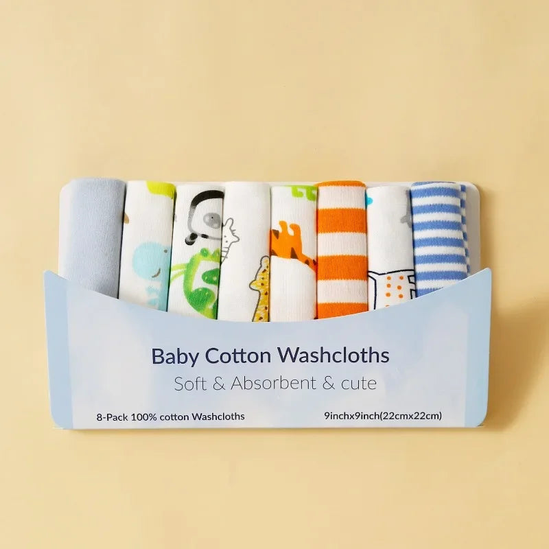 5–8 Piece Cotton Baby Towel Set, Soft Saliva Towels, Nursing Cloths, Washcloths for Newborn Boys and Girls