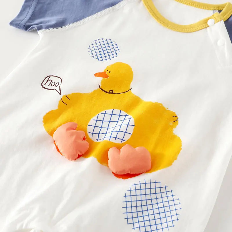 3M-2T Summer Baby Short Sleeve Romper Cute Animal Applique Bodysuit for Toddler Girls Cotton Soft Boys One Piece Clothes