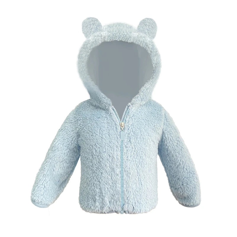 Winter Fleece Coats for Kids Baby Boys & girls Warm Jacket Bear Hoods Infant Toddler Outerwear Hooded Clothes Velvety