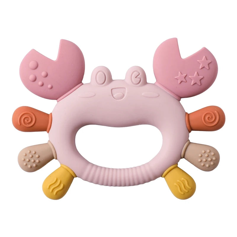 Silicone Baby Teether Baby Toys 0 to 6 Months BPA Free chewing Teething Toys Crab Wooden Ring Teether Reborn silicone Baby toys