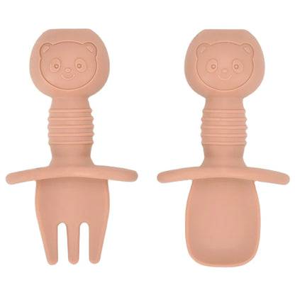 4Pcs/Set Baby Safe Silicone Dining Plate Solid Cute Cartoon Children Dishes Smile Face Baby Tableware Set Retro Kids Plate