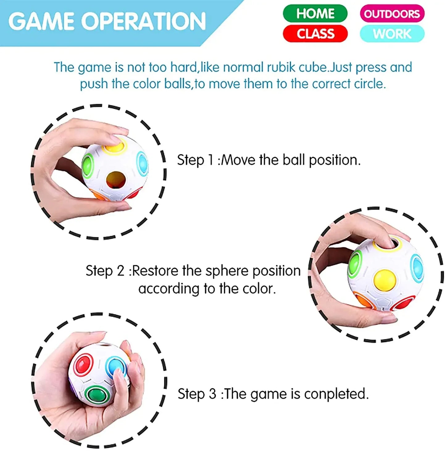 Rainbow Puzzle Ball Magic Speed Cube Ball Fun Stress Reliever Sensory Puzzle Fidget Ball for Kids Autism