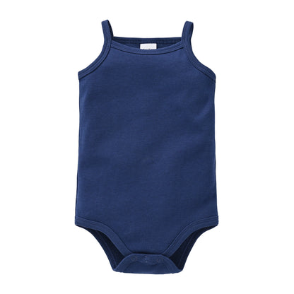 100% Cotton Baby Bodysuit Set for Girls Solid White Sleeveless Rompers (0–24 Months), Available in 1–6 Pieces