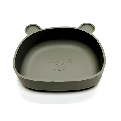 Children's silicone dinner plate baby auxiliary bowl suction cup bear cartoon dinner plate fall-proof anti-scald tableware