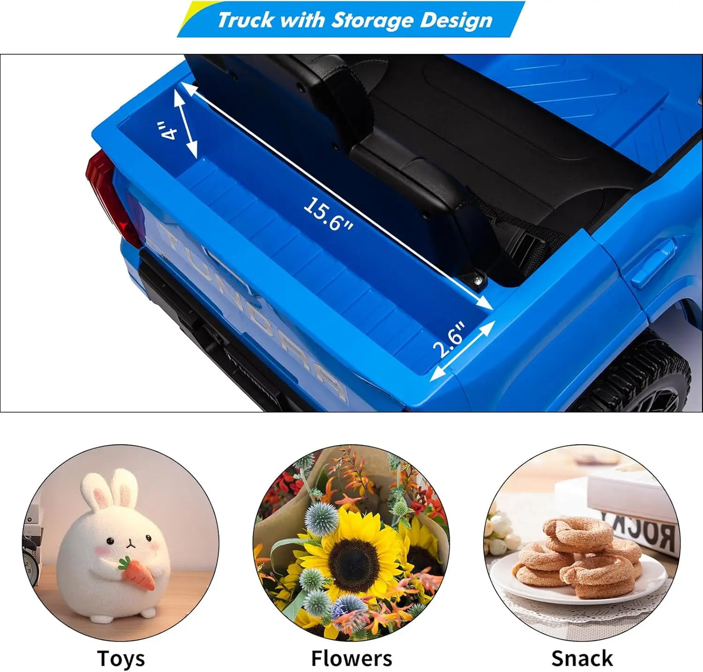 Electric Car for Kids Ride on toys 12V Electric Truck Off-Road Kids Pickup Car with Remote Control LED Headlights 3 Speeds