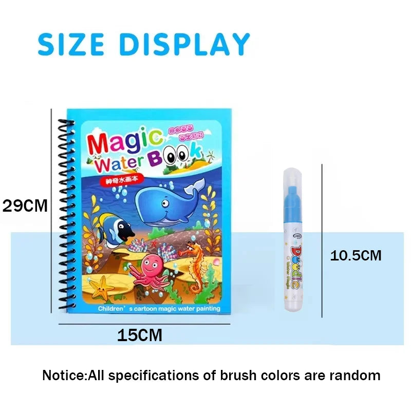 1pcs Kids Graffiti Picture Book with Refillable Water Pen Magic Water Painting Sensory Early Education Puzzle Drawing Toy
