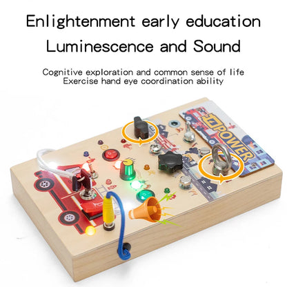 Montessori Wooden LED Light Busy Board Sensory Toy Baby Simulation Nut Screw Tool Kids Fine Motor Skills Educational Travel Toy