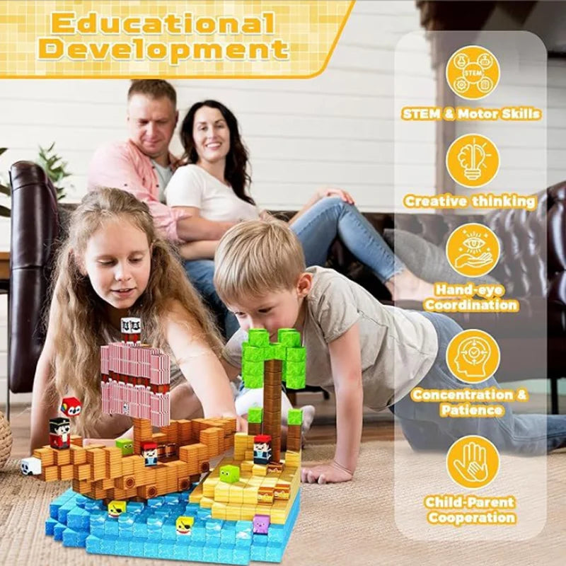 10-500PCS Magnetic Blocks Sets Building Toys Mine Magnet World Model For Boys Girls STEM Montessori Sensory Cubes Toddlers Gifts