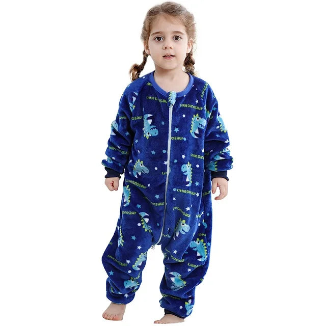 MICHLEY Duck Cartoon Flannel Sleeping Sack Winter Clothes Toddler Girls Boys 1-7T