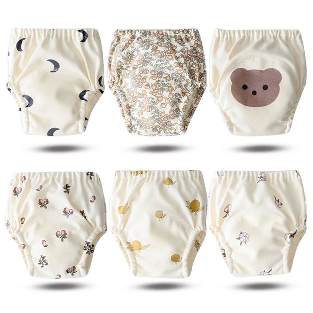 8pcs/6pcs Washable Baby Potty Training Pants Reusable Toilet Trainer Panty Reusable Cloth Diaper