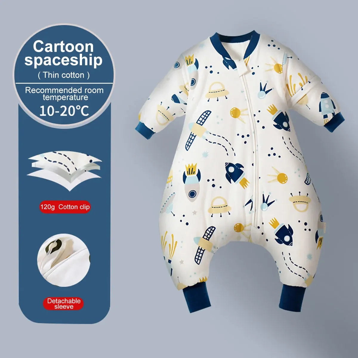 Baby & Toddler Cartoon Split-legged Sleep sacks With Detachable Sleeves for Boys Girls