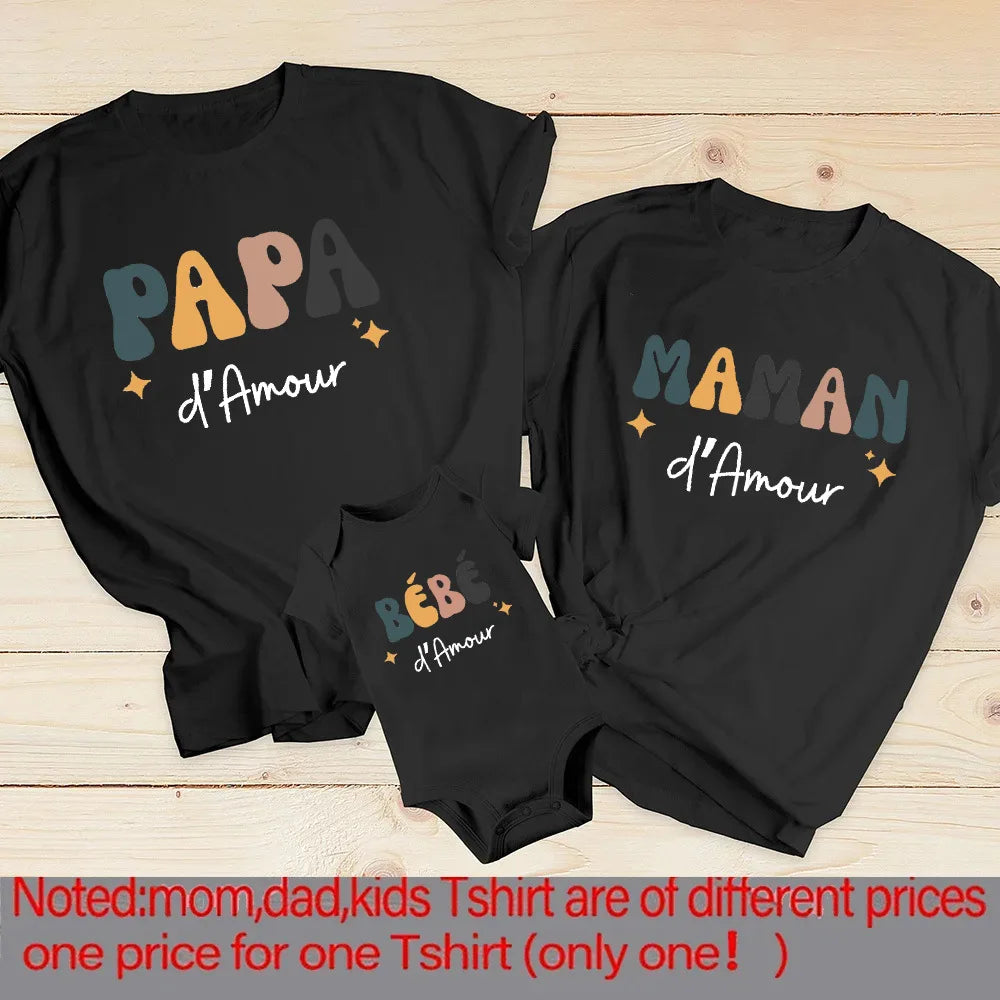 Dad Mom and Me Family Matching Outfit Retro Family Look Shirts Daddy Mommy and Me T-shirt Father Son Mother Daughter Clothes Tee