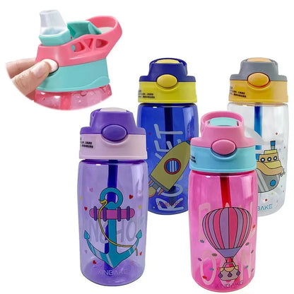 480Ml Children's Straw Cup Water Bottle Creative Cartoon Cup Anti Spill