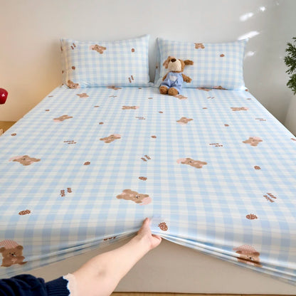 Ice Silk Bed Sheet Set Summer Breathable Cooling Fitted Sheet Pillowcase Cool Feel Single Double Mattress Cover,Can Custom Sizes