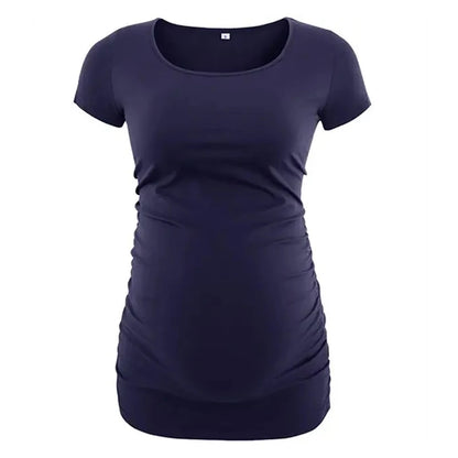 Summer Striped Maternity T-shirt Big Size Women Pregnancy Tops Casual Loose Breathable Comfortable Pregnant Lady Tee
