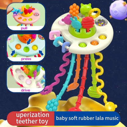 Activity Development Pull String Toys Silicone Teething Rattle Educational Learning Toy Baby Sensory Montessori Toys gift