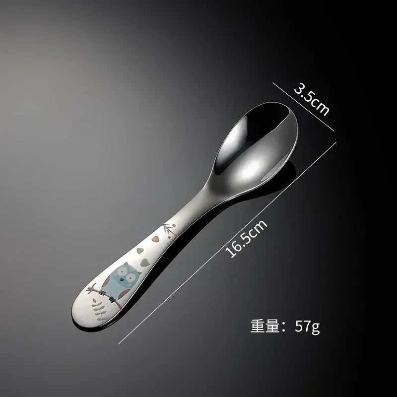 Tableware Set Food Training Spoon Dessert Spoon for Children Feeding Spoon Fork Baby Gadgets Children's Cutlery for Kids