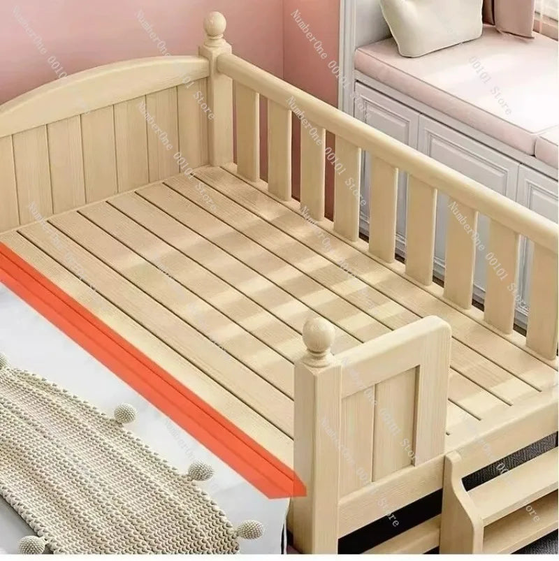 Baby Flat Bed, Adjustable Solid Wood Children's Crib