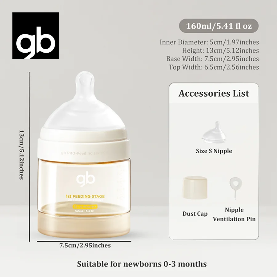 Baby Bottles 3 Sizes, Liquid Separation Tech, 7FB Breast-like Nipple & V-Valve Straw, No Spit-Up
