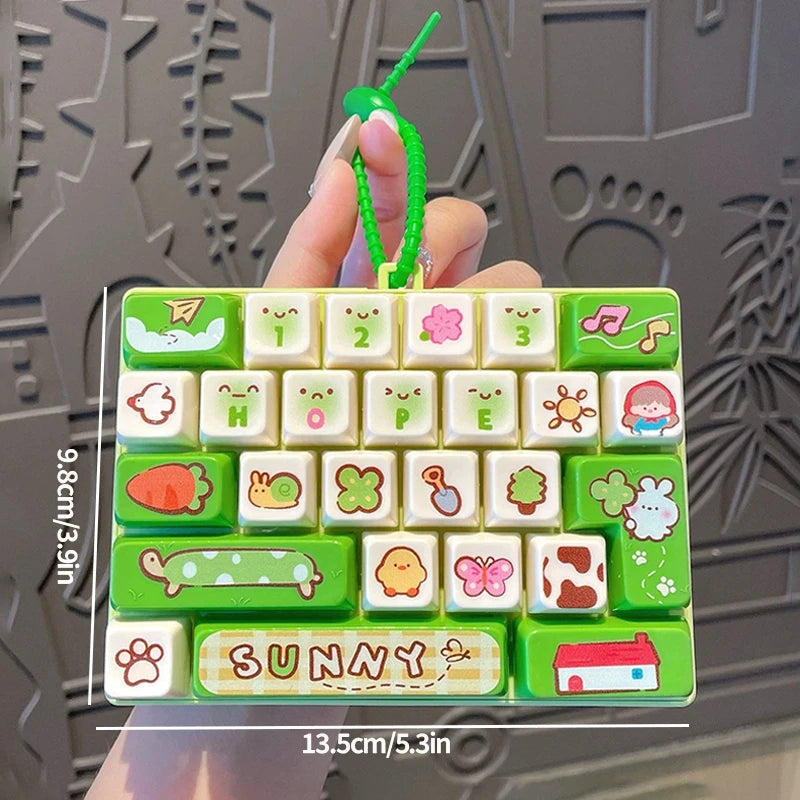 26-keycap Keyboard Keychain Button Clicker Decompression Toy Cartoon Anti Stress Keyboard Keychains Pendant Fidget Toys Gifts