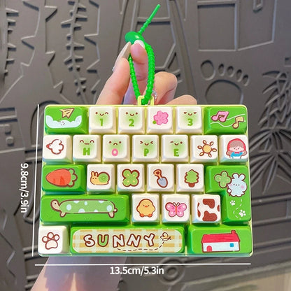 26-keycap Keyboard Keychain Button Clicker Decompression Toy Cartoon Anti Stress Keyboard Keychains Pendant Fidget Toys Gifts