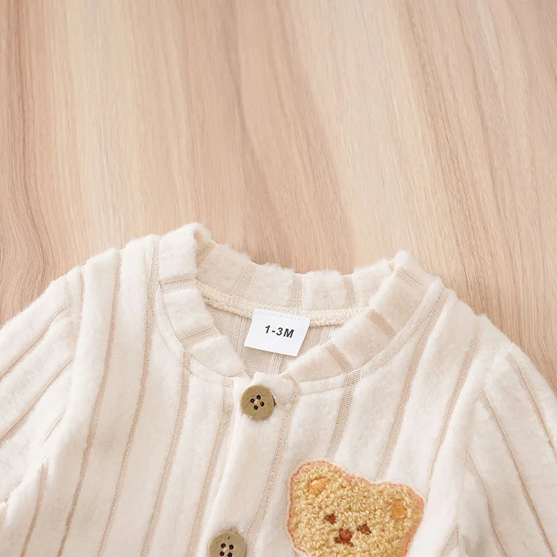 Winter Baby Toddler Onesie & Hats Button Bear Warmth Lovely 0-18 Months Newborn Knitted Romper Round Neck Soft