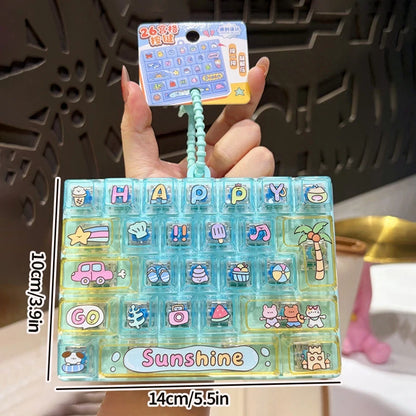 26-keycap Keyboard Keychain Button Clicker Decompression Toy Cartoon Anti Stress Keyboard Keychains Pendant Fidget Toys Gifts