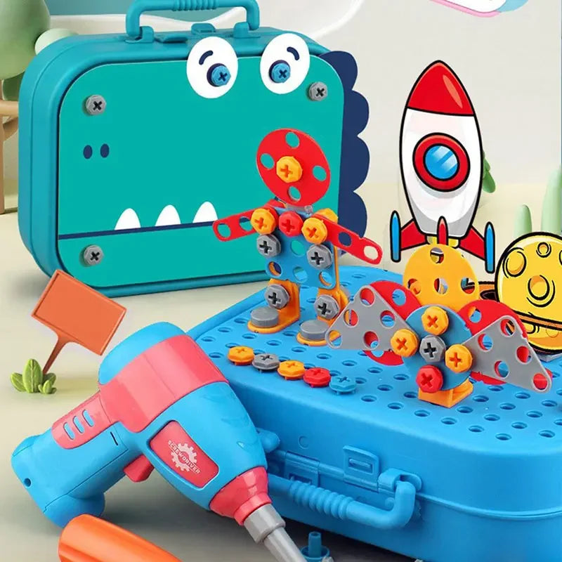 Pretend Play Preschool Children Nut Screw Assembly Simulation Carpenter Tool Educational Montessori Kids Toys  Electric Toolbox