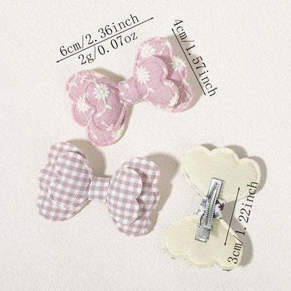 4/6pcs Candy Colorful Hair Bows Clips Girl Cotton Printed Lovely Fabric Hairpins