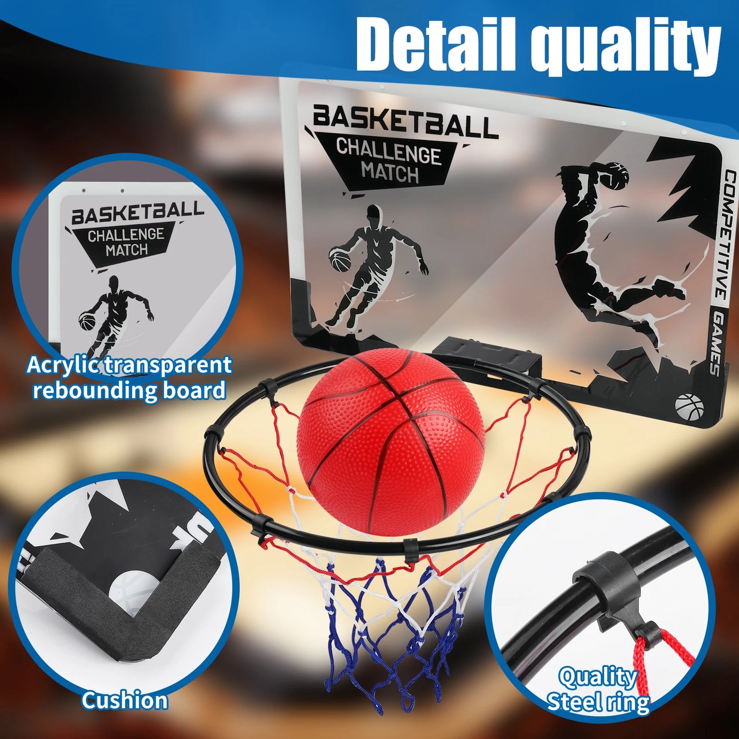 Metal Basketball Rim, Mini Basketball Hoop, Indoor Basketball Backboard for Boys/Girls, Christmas/Halloween/Thanksgiving/Easter
