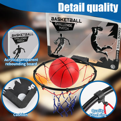 Metal Basketball Rim, Mini Basketball Hoop, Indoor Basketball Backboard for Boys/Girls, Christmas/Halloween/Thanksgiving/Easter
