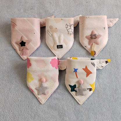 5Pcs/Set Newborn Baby Bibs Feeding Drool Bibs Cute Snap Button Soft Triangle Towel Cotton Baby Bibs