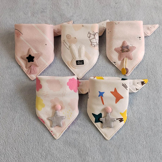 5Pcs/Set Newborn Baby Bibs Feeding Drool Bibs Cute Snap Button Soft Triangle Towel Cotton Baby Bibs