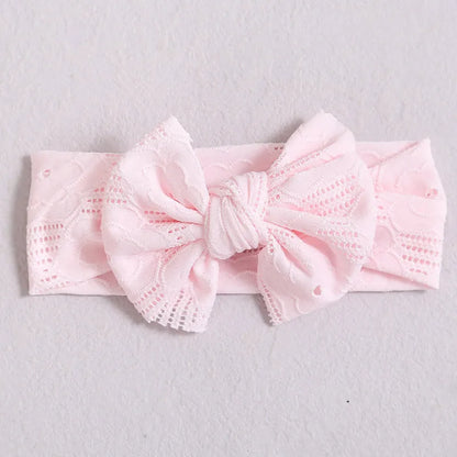 Hollow Bow Baby Headband Solid Color Nylon Elastic Wide Hairbands 0-2Year Girl Bowknot Headdress Kids Hair Accessories