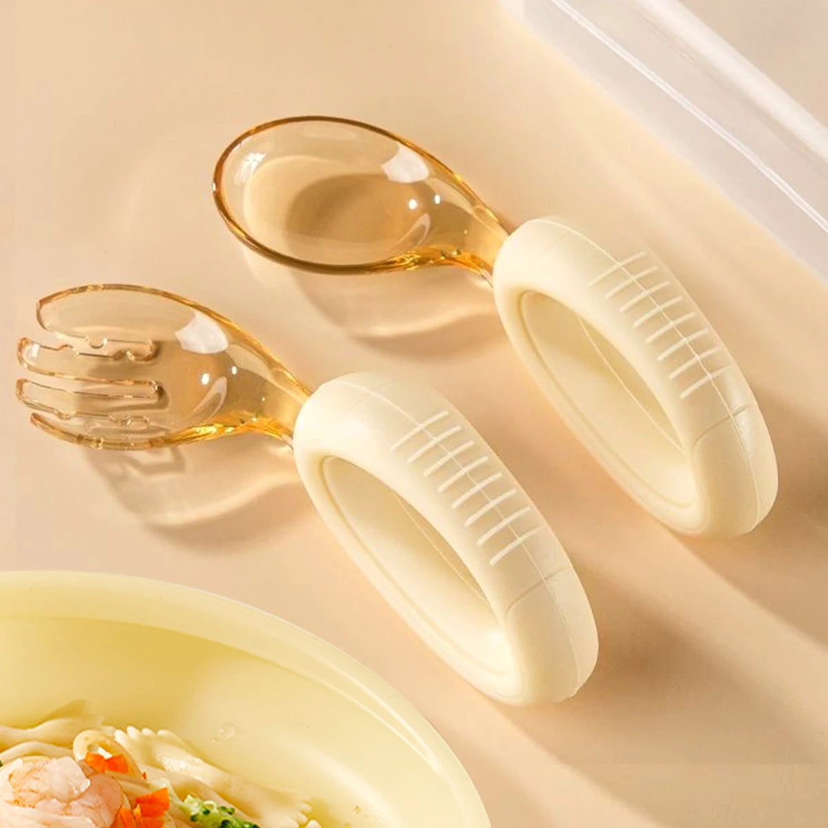 Baby Cutlery Set With Curved Silicone Handle Children's Spoon and Fork Sets Reusable Baby Learning Spoon for Toddlers