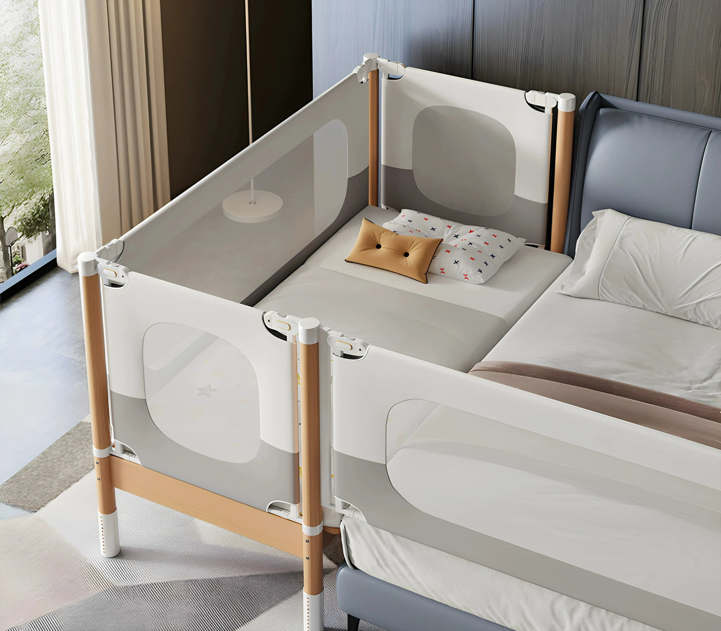 Customizable Splicing Crib Solid Wood Widened Bedside Flat Bed Seamless Liftable Guardrail Baby Children's Bed