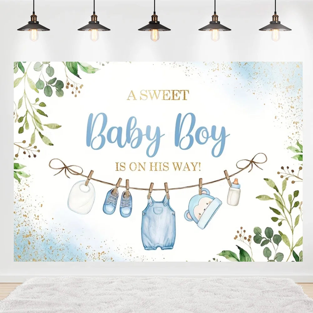 Welcome Baby Shower Newborn Background Decoration Girl Boy Birthday Party Backdrop Supplies Balloon Teddy Bear Photographic Prop