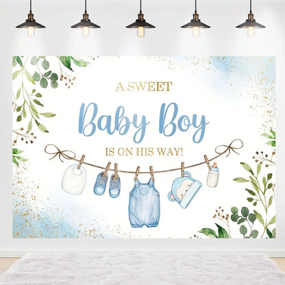 Welcome Baby Shower Newborn Background Decoration Girl Boy Birthday Party Backdrop Supplies Balloon Teddy Bear Photographic Prop