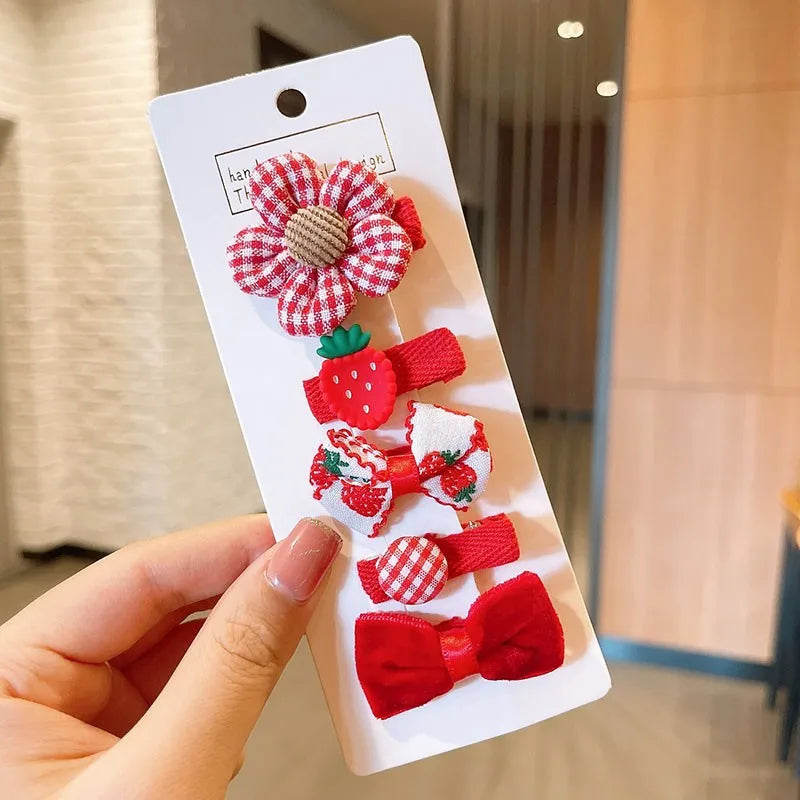 5/9Pcs/Set Cute Bows Hair Clips Hair Accessories For Girls Cartoon Animal Flower Hairpin Headdress Baby Hair Pins Birthday Gifts
