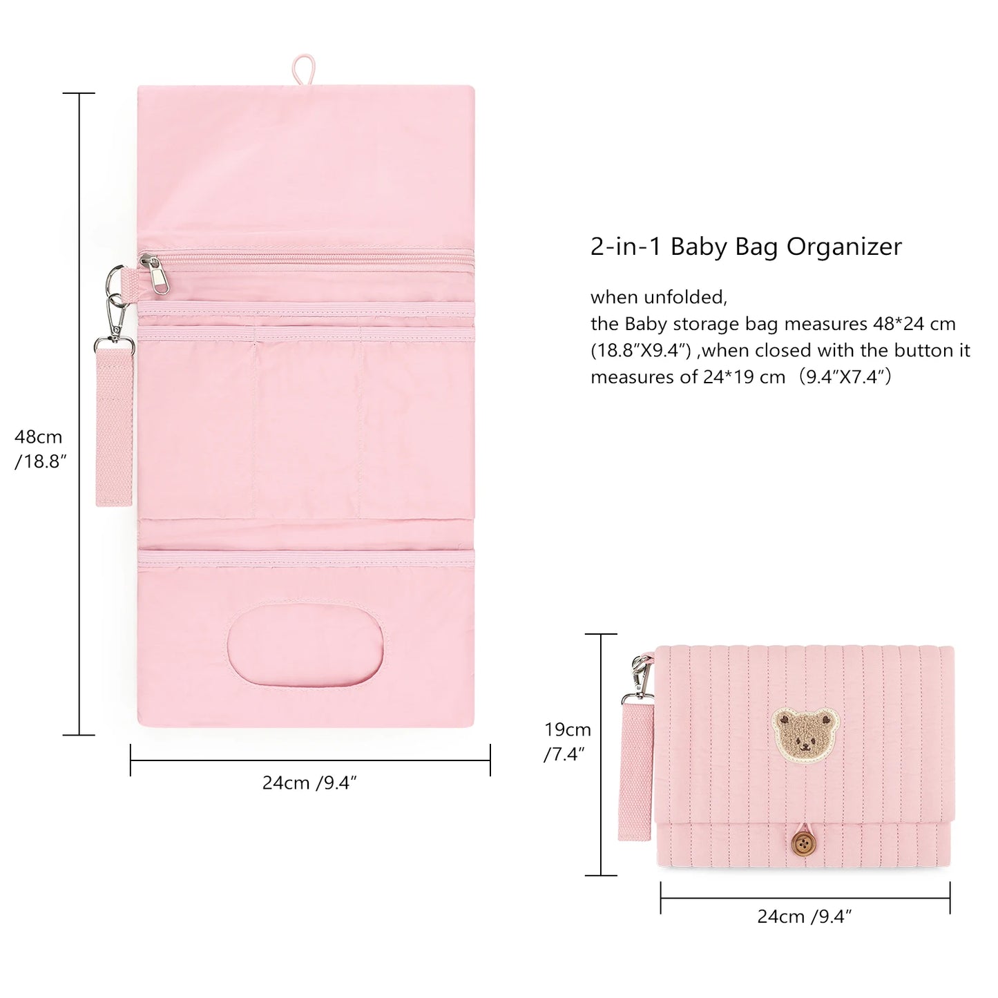 Hanging type multi-functional packing and organizing diaper bag for mother and baby travel