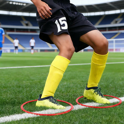 10 Hoops 10 Connectors Lattice Jump Ring Game Set Outdoor Football Physical Training Sport Toys for Park Play Boys Girls
