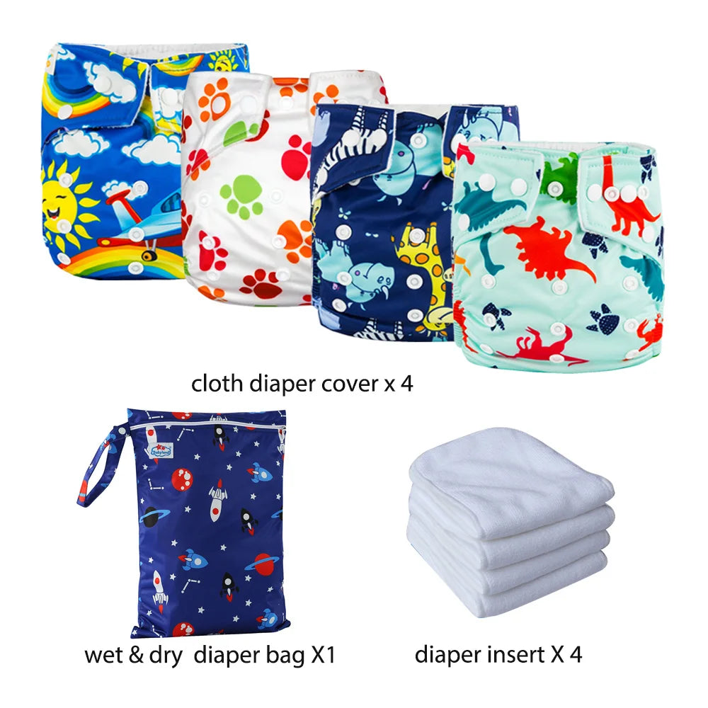 Babyland New Waterproof Baby Cloth Diaper Kit with Inserts & Wet Bags | Economical Washable Nappy System (0-36 Months)