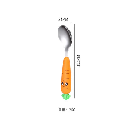 Baby Gadgets Tableware Set Children Utensil Stainless Steel Toddler Dinnerware Cutlery Cartoon Infant Food Feeding Spoon Fork