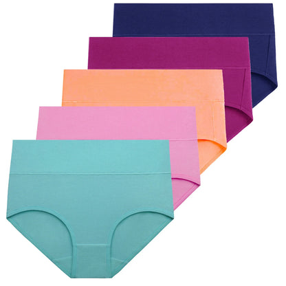 5pcs Women's Soft Cotton Underwear Briefs High Waisted Postpartum Panties Ladies Full Coverage Set 5X-Large