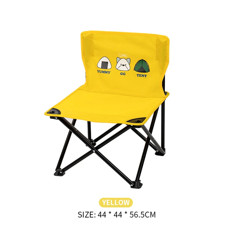 Cute Cartoon Kids Folding Camping Chair, Portable Lightweight Outdoor Seat Sturdy Steel Frame