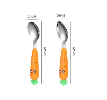 Baby Gadgets Tableware Set Children Utensil Stainless Steel Toddler Dinnerware Cutlery Cartoon Infant Food Feeding Spoon Fork