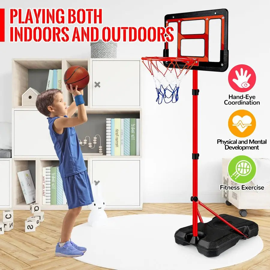 Basketball Hoop with Stand, Adjustable Basketball Set, Toddler Basketball Toys for Age 3 4 5 6 7 8, Indoor Outdoor Backyard