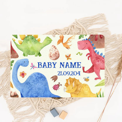 Personalized Dinosaur with Name Baby Wooden Memory Box Newborn Shower Gift  Keepsake Infant Birth Stats Box Umbilical Cord Boxes