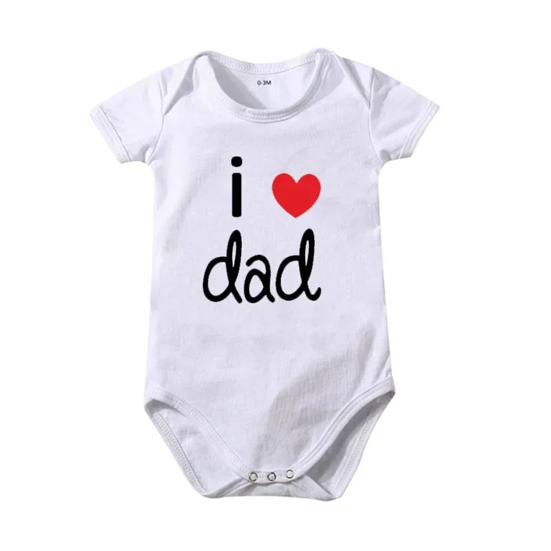 Pure Cotton I Love Mom Newborn Rompers  I Love Dad Baby Romper Twins Matching Bodysuit Summer for 0-24 Months Baby Clothes