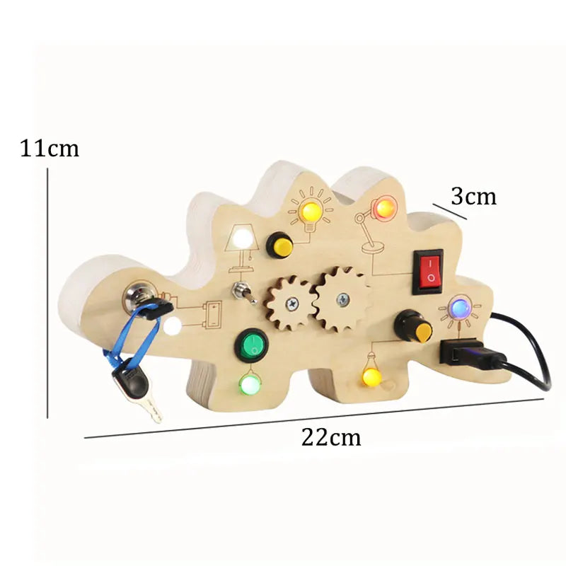 Montessori Busy Board LED Light Switc Toys Toddler Wooden Sensory Activitie Board Travel Toys Baby Switch Control Education Game